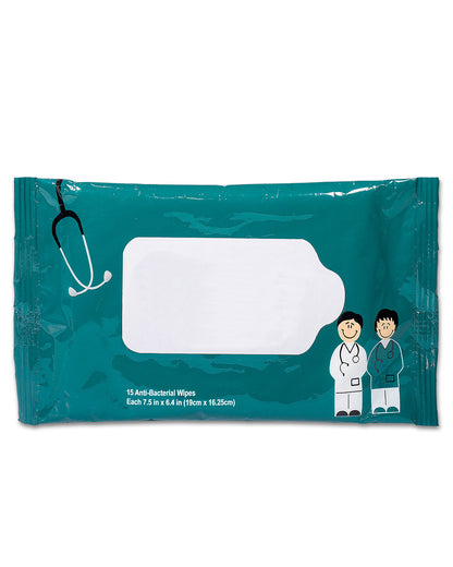 Antibacterial Pouch Wipes Doctor And Nurse 15 Pc