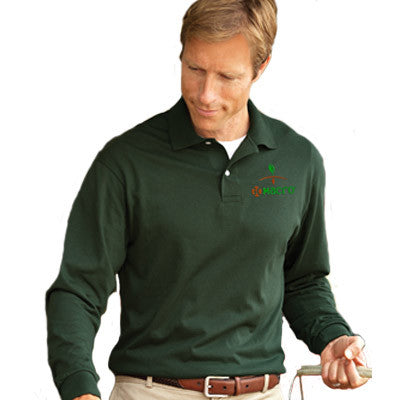 Long-sleeved polo shirt in emerald green