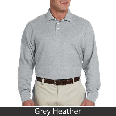 Pique Long Sleeve Spread Collar Polo - Heather Grey — The Anthology